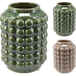 Διακοσμητικό βάζο ανάγλυφο stonewear σε πράσινο χρώμα 14.5x19cm