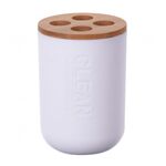 Ποτήρι πλαστικό σε λευκό ματ με βάση από bamboo 300ml