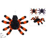 Διακοσμητική αράχνη ταραντούλα Halloween σε μαύρο χρώμα με ριγέ πορτοκαλί πόδια