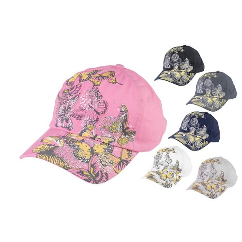 Καπέλο ροζ τζόκεϊ με print πεταλούδες