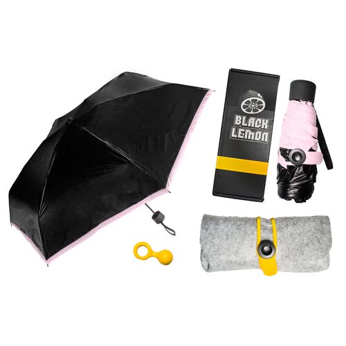 Ομπρέλα σπαστή με σκελετό αλουμινίου σε θήκη 16cm Black Pink