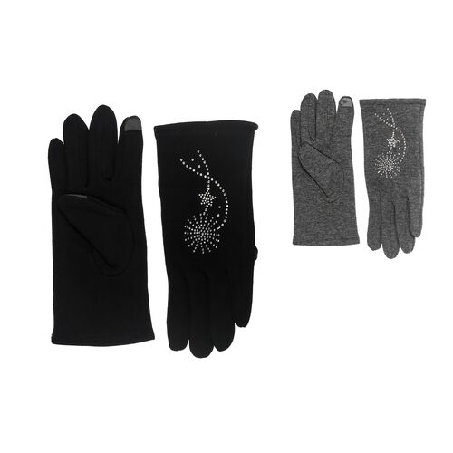 Γάντια γυναικεία με στρας κι επένδυση touchscreen