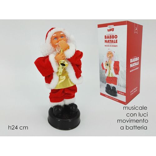 Χριστουγεννιάτικο διακοσμητικό Άγιος Βασίλης με μουσική, φως και κίνηση 24cm