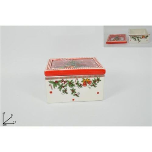 Κουτί τετράγωνο κεραμικό με χριστουγεννιάτικο μοτίβο 11*8 εκ.