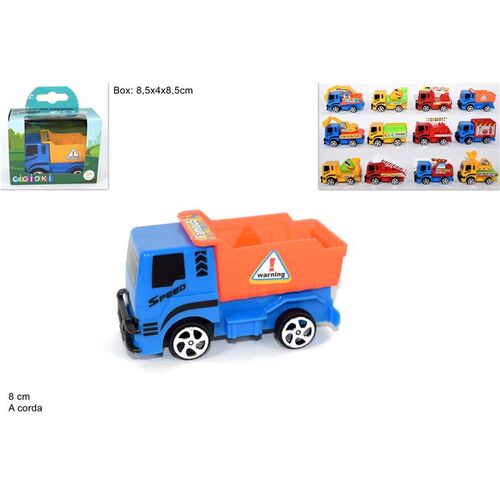 Παιχνίδι φορτηγάκι σε μπλε χρώμα με πορτοκαλί καρότσα 8cm