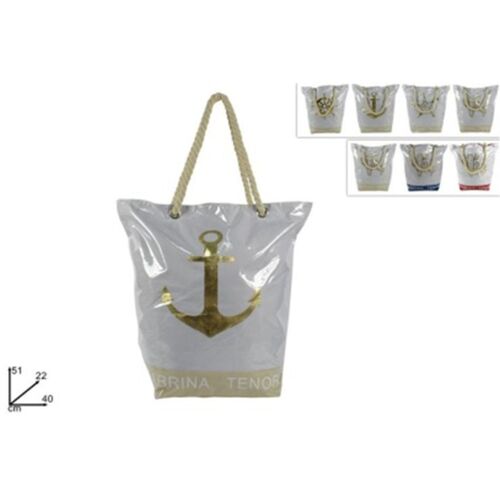 Τσάντα θαλάσσης δίχρωμη με θαλασσινά θέματα σε 4 σχέδια και σε 3 χρώματα