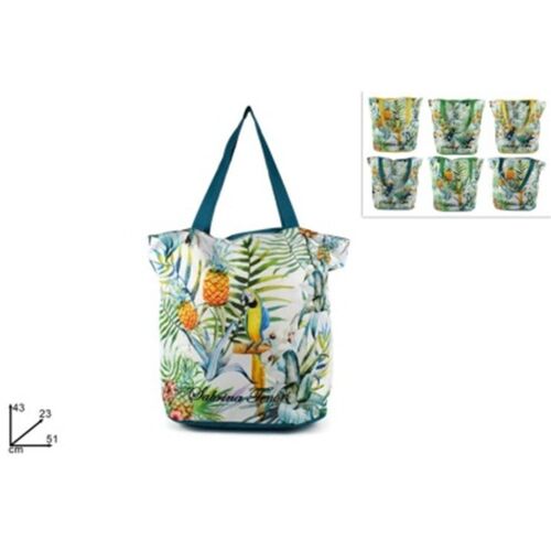 Τσάντα θαλάσσης με παπαγάλους σε 2 σχέδια και 3 χρώματα