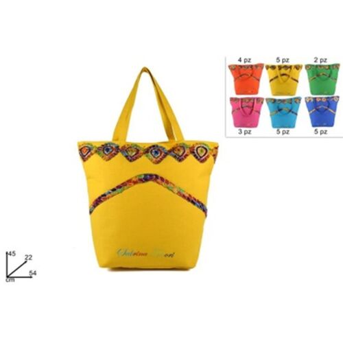 Τσάντα θαλάσσης με ινδικές λεπτομέρειες σε 6 χρώματα
