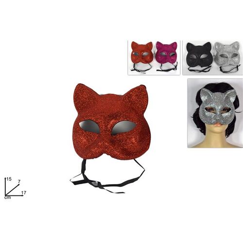 Αποκριάτικη μάσκα με glitter Γάτα 17x7x15cm