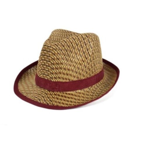 Ψάθινο καπέλο με κόκκινη κορδέλα 30x24x13cm
