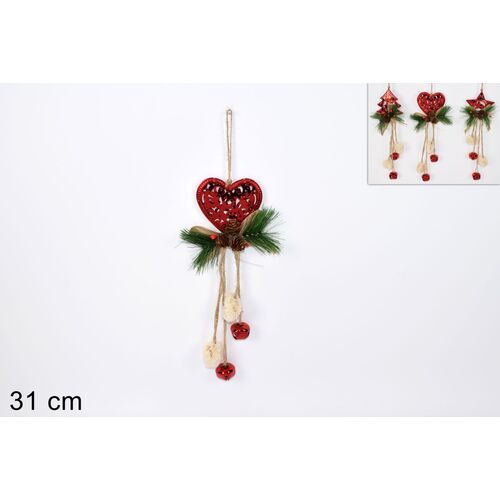 Χριστουγεννιάτικο κρεμαστό διακοσμητικό με καρδιά 31cm