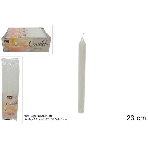 Σετ 3 Διακοσμητικά κεριά κηροπηγίου λευκά 23cm