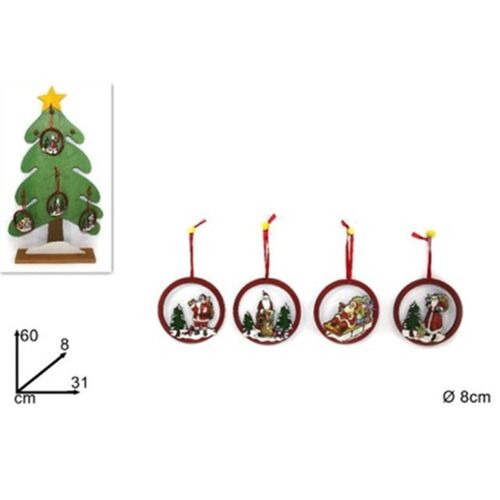 Χριστουγεννιάτικο ξύλινο στρογγυλό στολίδι Άγιος Βασίλης 60x31x8