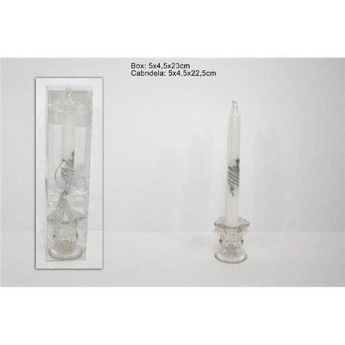 Διακοσμητικό κερί λευκό σε βάση 5x4.5x22.5cm