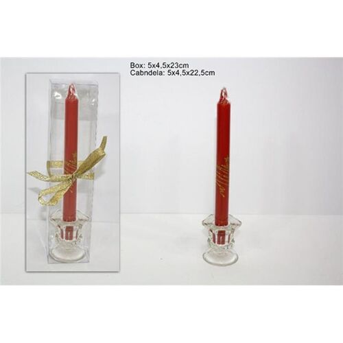 Διακοσμητικό κερί κόκκινο σε βάση 5x4.5x22.5cm