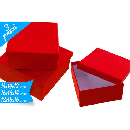Σετ 3 κουτιά δώρου σε τετράγωνο σχήμα μονόχρωμα