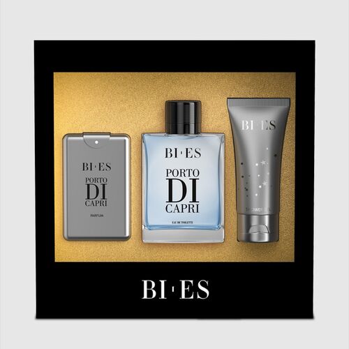 Bi Es Gift Set for men Porto Di Capri (Eau de Parfum 50ml & Shower Gel 50ml & Travel Size Parfum 15ml)
