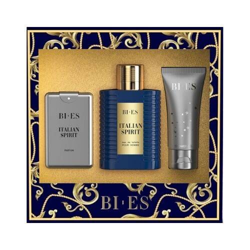 Bi Es Gift Set for men Italian Spirit (Eau de Parfum 50ml & Shower Gel 50ml & Travel Size Parfum 15ml)