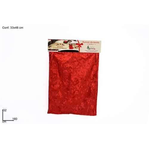 Χριστουγεννιάτικη κόκκινη βελούδινη τραβέρσα 32x180cm