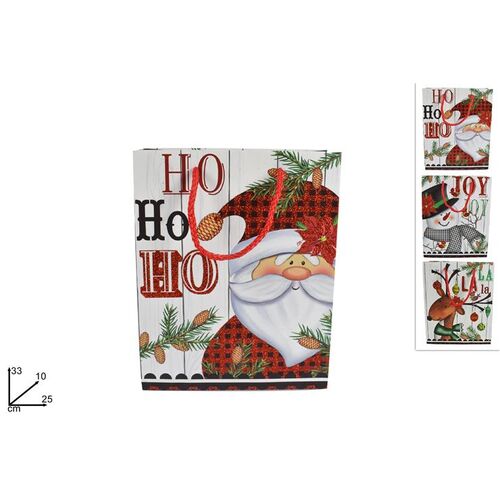 Χριστουγεννιάτικη σακούλα δώρου σε λευκή απόχρωση & 3 σχέδια 25x10x33cm