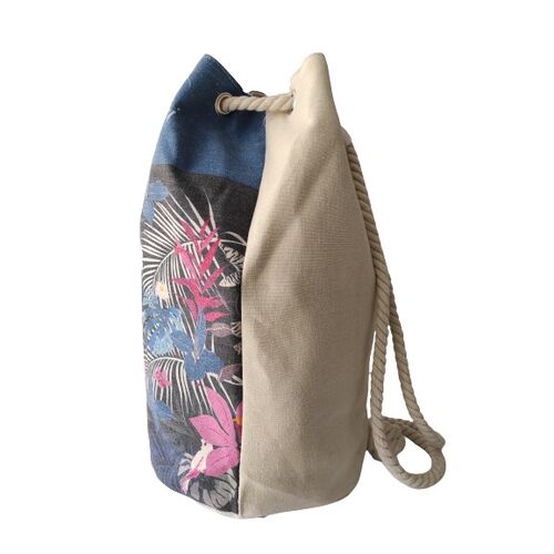Sabrina Tenori τσάντα θαλάσσης πουγκί με λουλούδια σε 3 αποχρώσεις 27x27x45cm