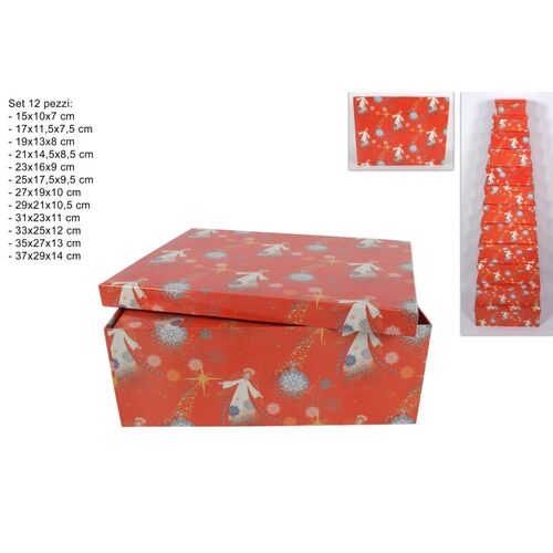 Χριστουγεννιάτικα κουτιά αποθήκευσης σε κόκκινο χρώμα με αγγέλους