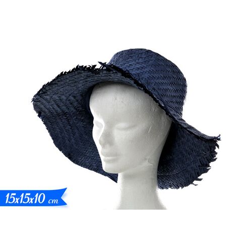 Ψάθινο καπέλο σε σκούρη μπλε απόχρωση15x15x10cm