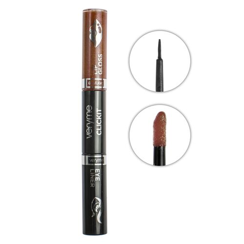 Oriflame VeryMe Clickit Eyeliner Black & Lip Gloss Cherry Brown 3.5ml