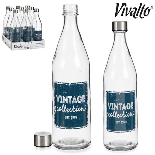 Μπουκάλι γυάλινο με ατσάλινο καπάκι "Vintage" χωρητικότητας 1L