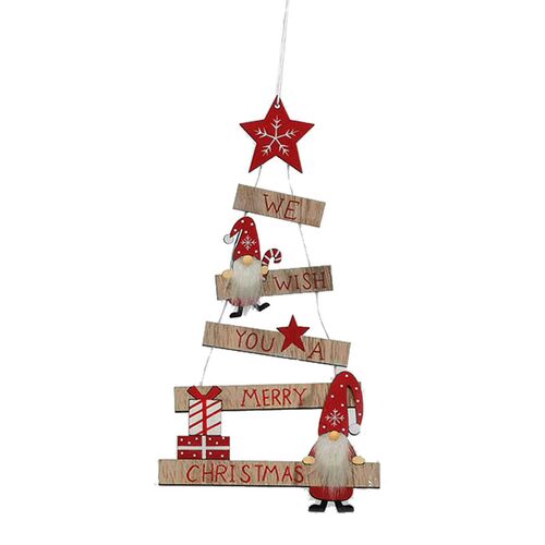 Χριστουγεννιάτικο διακοσμητικό κρεμαστή σκάλα δέντρο με νάνο " We Wish You A Merry Christmas" σε 2 σχέδια 35cm