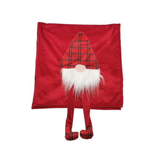 Χριστουγεννιάτικη κόκκινη βελούδινη τραβέρσα με νάνο & πόδια 40x140cm