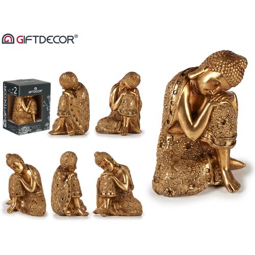 GiftDecor Διακοσμητικός καθιστός Βούδας σε χρυσό χρώμα 12x16cm