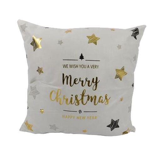 Χριστουγεννιάτικο διακοσμητικό μαξιλάρι MERRY CHRISTMAS σε λευκό χρώμα 45x45cm