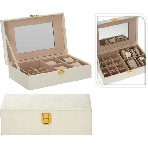 Κοσμηματοθήκη με καθρέφτη σε λευκό χρώμα 25x16x70cm