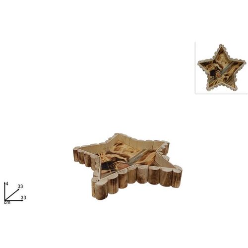 Δισκάκι ξύλινο σε σχήμα αστεριού με κορμούς  στην περίμετρο