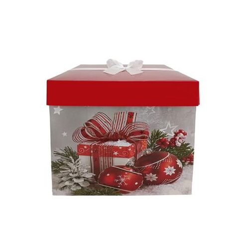 Κουτί δώρου χριστουγεννιάτιακο σε κυβικό σχήμα με διαστάσεις 30x30cm