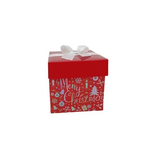Κουτί δώρου χριστουγεννιάτιακο σε κυβικό σχήμα με διαστάσεις 17x17cm