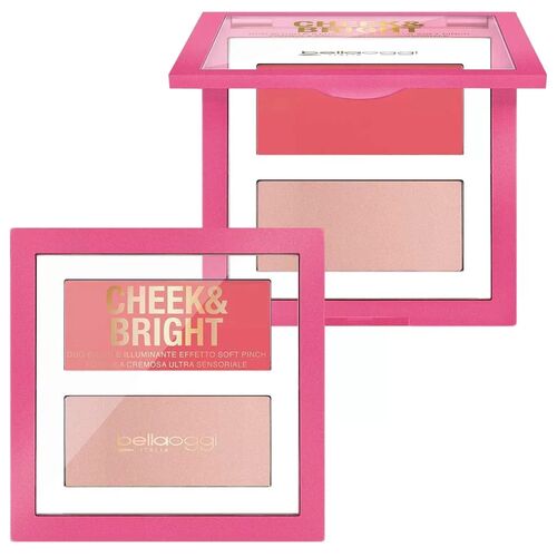 Bella oggi Cheek & Bright palette Blush & Highlight in Crema - 002 Cheeky Pink