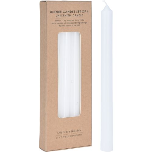 Σετ λευκά κεριά για κηροπήγιο με γραμμές 4pcs 2.3x25cm