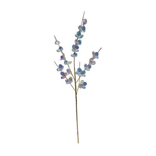Διακοσμητικό κλαδί με ιριδίζοντα λουλουδάκια σε μωβ χρώμα 70cm