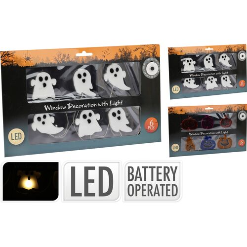 Διακοσμητικά αυτοκόλλητα Halloween με φωτάκι LED  σετ 6pcs