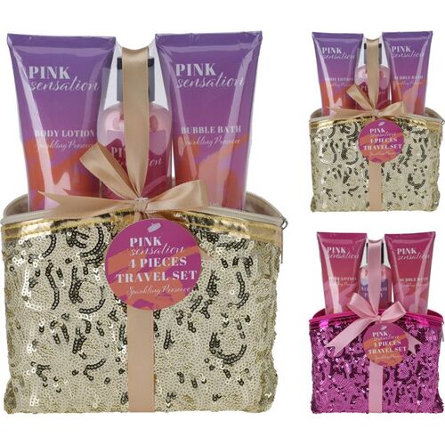 Σετ μπάνιου Pink Sensation με αφρόλουτρο 100ml, κρέμα σώματος 100ml σε νεσεσέρ