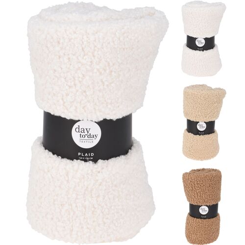 Ριχτάρι με υφή teddy 150x120cm σε λευκό χρώμα