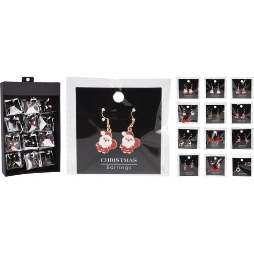 Χριστουγεννιάτικα κρεμαστά σκουλαρίκια σε χρυσό χρώμα με τον Άγιο Βασίλη