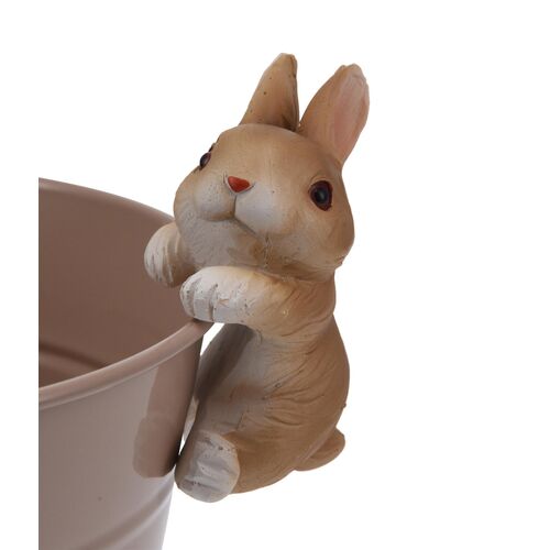 Πασχαλινό διακοσμητικό για το ποτηστήρι με λαγό σε καφέ χρώμα 8.5x5.8x4.5cm