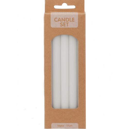 Σετ λευκά κεριά για κηροπήγιο 10pcs 17cm