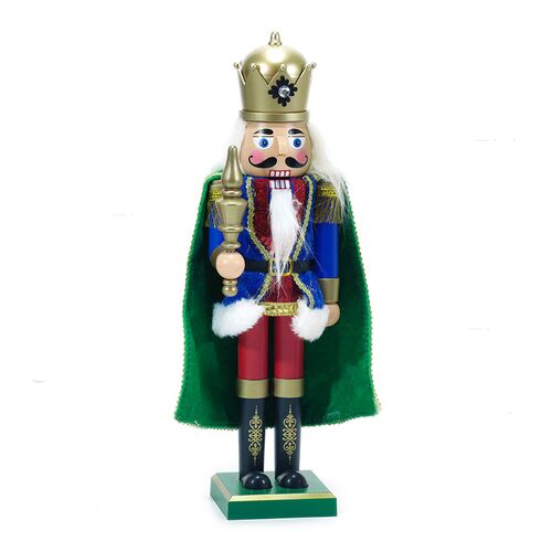 Χριστουγεννιάτικος διακοσμητικός ξύλινος καρυοθραύστης με μουσική και κίνηση σε μπλε χρώμα 39cm