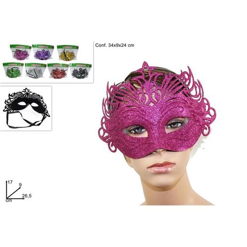 Αποκριάτικη μάσκα βενετσιάνικη με glitter σε διάφορα χρώματα.