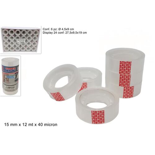 Σελοτέιπ διάφανο σετ 6τμχ 27.5x9.5x19cm