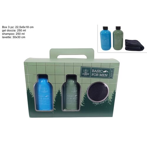 Σετ μπάνιου ανδρικής περιποίησης 3τμχ σαμπουάν, αφρόλουτρο & πετσέτα